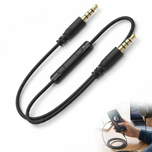 Jetstream Cable de Audio con Micrófono, Cable Audio de Repuesto, Cables Jack 3,5 mm a 2,5 mm, compatible con Bose QC25, QC35, QC45 y Otros Dispositivos con Conector de 3,5 mm