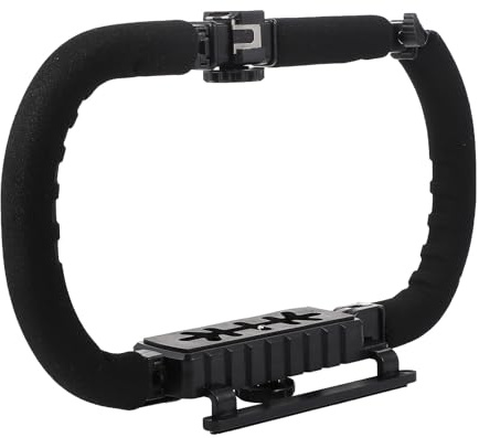 GAROZATION Stabilizzatore Video Portatile e Videocamere Impugnatura Ergonomica, Angolo, Design Antiscivolo e 3 Porte Hot Shoe in Metallo e Plastica