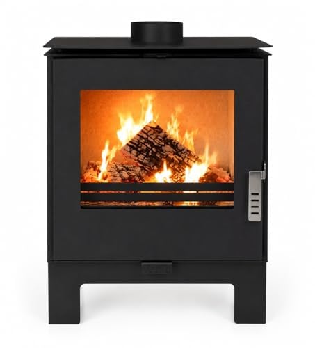 Kaminofen VERSO RHEIA L 5 kW – Moderner Holzofen freistehend, BImSchV Stufe 2, EcoDesign 2022, EEK A, Kamin Ofen mit Sichtfenster & Standfüßen