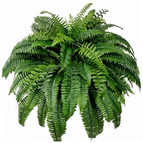 Obelunrp Felci Artificiali per Esterni, Felce Realistica da 43 Pollici Decorazione per la casa con Verde Finto Vivido, Verde Scuro, Felci Finte per fioriera da Esterno