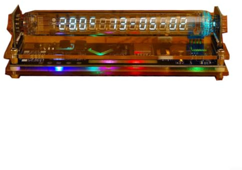 Igniport Retro IV27 VFD Schreibtischuhr Glühende Röhre WiFi Zeitabgleich RGB Licht Fernsteuerung Temp Feuchtigkeit Anzeige Silber