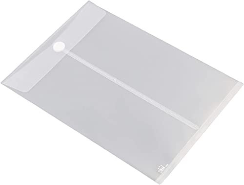 Europel Lot de 10 Enveloppe Porte-document, Taille A4, Pochette Porte document avec fermeture auto-agrippante, Blanc transparent, Pour la maison, bureaux, école, Support de document, Format portrait