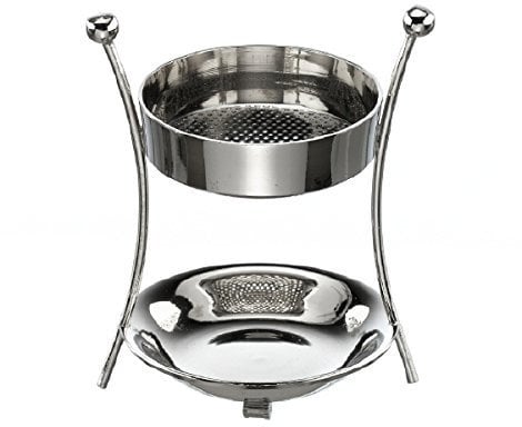 Räucherstövchen Messing vernickelt Silber Höhe 9 cm mit 2. Sieb und Teelicht