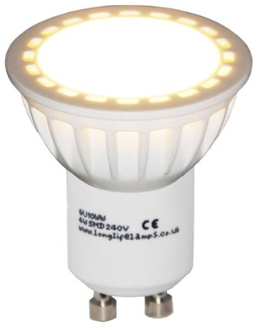 Long Life Lamp Company 4 Pack GU10 4W LED Warm White Colour with SMD Chip