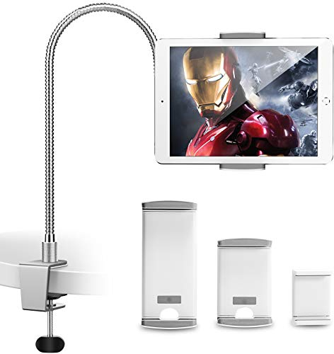 AboveTEK Gooseneck Tablet Holder, Universal Tablet Stand with Flexible Adjustable Long Arm, Lazy Neck Phone Holder Clamp Mount Bracket Bed for iPad iPhone pro Samsung Tab Switch, 3.5-11 Devices