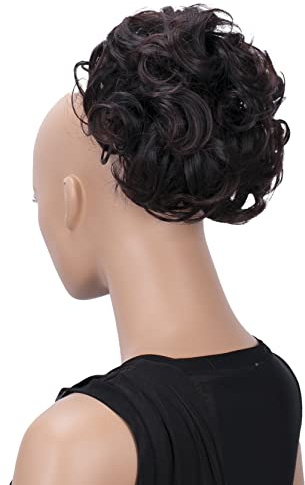 CAISHA Dutt Haarteil Zopf Haarknoten Hepburn-Dutt Haargummi Hochsteckfrisuren DM15cm Gewellt Dunkelbraun Mix HK110