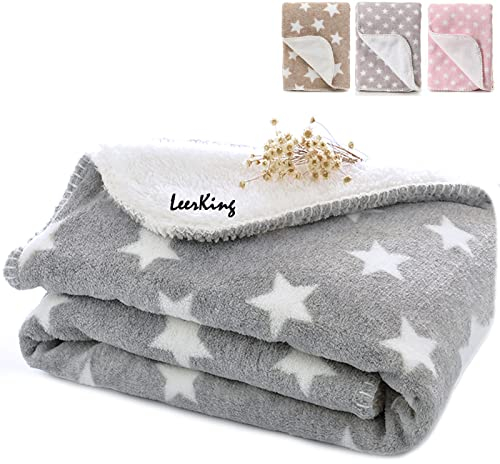 LeerKing Hundedecke flauschig Katzendecke waschbar Doppelte Fleecedecke Kuscheldecke für Sofa Hundebett und Auto Grau 100 * 150cm