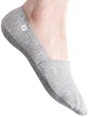 Storm Empire [Everyday - UNISEX No Show Socks [3 pairs] [Non Slip] [Reflective Logo] (5-8, Melange Grey)