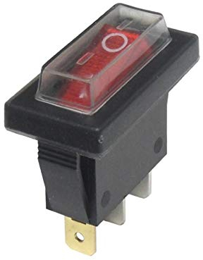 WITTKOWARE Kontroll-Wippenschalter, 29x11mm, 1-polig, EIN/AUS, 15A/250V, rot, Schutzkappe