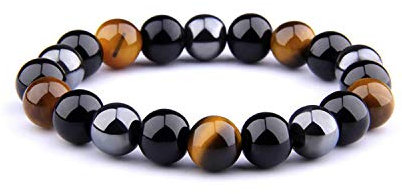 Bracelet Triple Protection Oeil de tigre, perles en hématite et obsidienne noire de l'UEUC