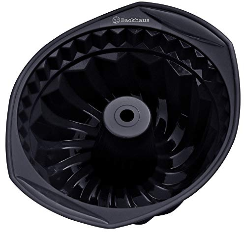 Backhaus Gugelhupfform – Antihaft Backform, Runde Bundform aus Premium Silikon (Schwarz)