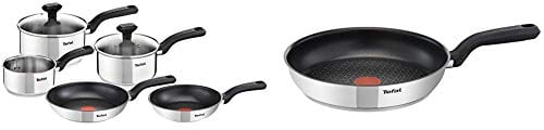 Tefal 5 Piece, Comfort Max, Stainless Steel, Pots and Pans, Induction Set & 30 cm Comfort Max, Induction Frying Pan, Stainless Steel, Non Stick