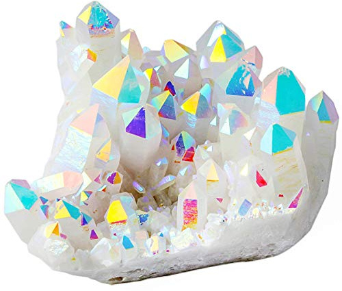 Nupuyai Titanium Coated Bergkristall Druse Rohstein unregelmäßige Kristall Cluster Quarz Geode Edelstein für Reiki Feng Shui Deko