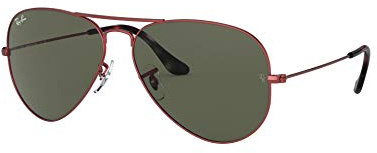 Ray-Ban Unisex Aviator Sunglasses, Red, 58 mm UK