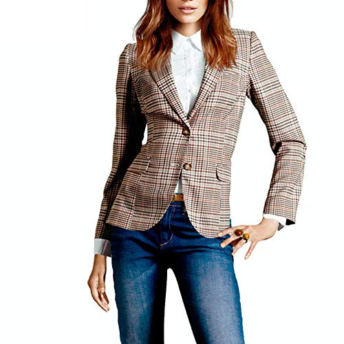 keepmore British Classic Plaid Blazer Damenmode Gepatcht Ellenbogen Anzug