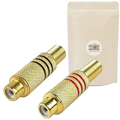 X2 Prise RCA Femelle à Souder Rouge et Noire Stéréo Fiche Connecteur Soudure - ADAPTOUT Marque FRANÇAISE