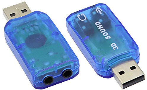 zdyCGTime External 5.1 USB Stereo Sound Card,USB 2.0 to 3D Virtual 5.1 Channel Audio Adapter,With 3.5mm Mic-in and Audio-Out ports,Compatible With Windows and Mac,PC,Notebook.(2 Pack/Blue)