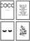 Heimlich® Premium Poster Set mit Bilderrahmen Holz Schwarz | 4 x DIN A3 - ca. 30x42 | Stilvolle Poster Collagen mit passenden Motiven als Wandbilder Wohnzimmer » Coco «