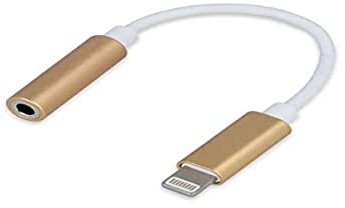 3.5 mm Jack Adapter for Apple Lightning to 3.5 mm, White/Gold