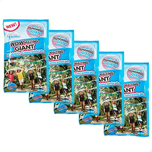 WOWMAZING Seifenblasen-Konzentratlösung (bis zu 4 Gallonen) – Big Bubbles (5 Beutel Nachfüllpackung) – einfach Wasser hinzufügen – Made in USA…