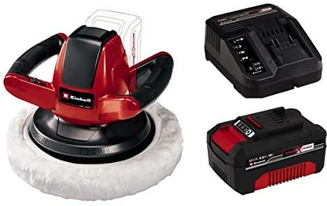 Einhell Power X-Change Cordless Car Polisher And Buffer With Battery and Charger - 18V, 2500 RPM, Battery Powered 254mm Disc Machine Polisher - CE-CB 18/254 Li Cordless Polishing Machine Kit
