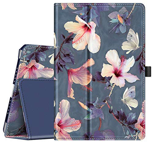 FINTIE Coque pour iPad 6e/5e Génération 9.7 Pouce (2018/2017) et iPad Air 2/Air 1 9.7” - Étui de Protection Housse Folio avec Fonction Sommeil/Réveil Auto, Hibiscus Fleurs