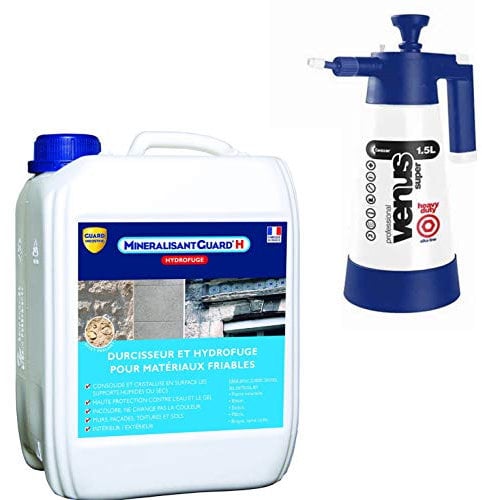 Minéralisant H -Durcisseur Pierre Hydrofuge Haute Performance - Stop Effritement -5L - traite 30m² + Pulvérisateur