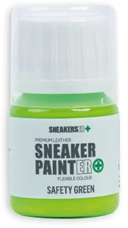 Sneakerser Sneaker Paint Peinture souple pour cuir de qualité supérieure pour baskets, baskets, chaussures et chaussures Vert sécurité – 30 ml