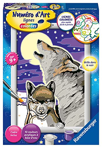 Ravensburger – Numéro d’Art Petit Format – Cri du Loup – Loisir créatif – Kit de Peinture par numéro – Peinture phosphorescente – Activité détente et créative – Dès 9 Ans – 28792 – Version française