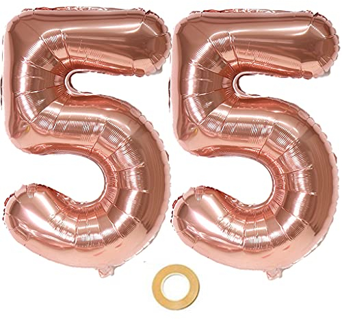 Luftballons Zahl 55 rosegold Nummer 55 Luftballon 55 Rosegold Folienballon 55. Geburtstag deko frauen, 32 Zoll Große Ballon Zahl 55 Riese Heliumfolie 55 jahre Geburtstag deko frau damen