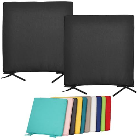 JACK Outdoor Stuhlkissen 40x40cm Lounge Kissen Auflage Wasserfest Sitzkissen Garten Lotus Effekt, Farbe:Schwarz, Stückzahl:2X
