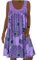 Minetom Dentelle Robe Été Femme de Plage Rétro Robes Col Rond Robes au Genou sans Manches Imprimé Floral Casual Tuniques Ample A Violet XL