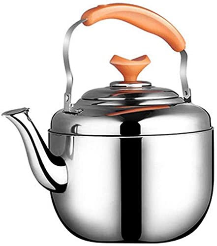 EIERFSKIOT stove top kettle Camping Kettle Stovetop Kettles Household Stove Top Teapot, Whistle Kettle, 304 Stainless Steel, Suitable for All Stoves(Color:Orange;Size:5.8L)