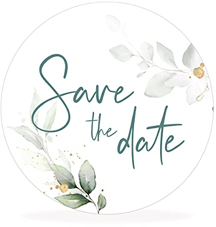white & ivory 10 runde Aufkleber, Sticker SAVE THE DATE | 4cm Durchmesser | Gastgeschenke für Hochzeit Taufe Geburtstag | selbstklebend | stilvolles Design