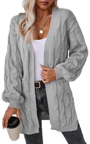 Beskie Women's Long Sleeve Cardigans Sweater Open Front Kimono Knitwear Loose Knitted Cardigan with Pockets