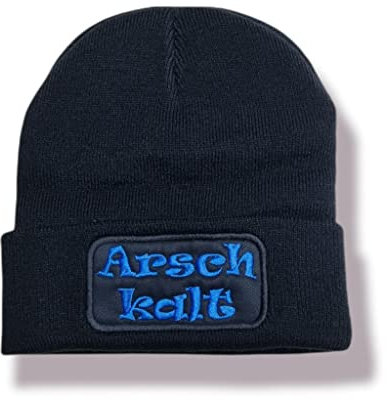 Generisch Warme Beanie Mütze, Bestickt Arsch kalt (Blau)
