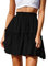 Hoerev Damen Mädchen Floral ausgestellter kurzer Rock niedlich hohe Taille Rüschen Rock Strand Minirock,Schwarz，Größe XL
