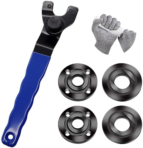Aienxn 4 Stück ​ Schleifmaschinen-Schleifmaschinen-Schaftmutter 5/8-11, Schleifmaschinenschlüssel, kompatibel mit 11.4 cm, 12.7 cm und 17.8 cm Schutzhandschuhen Q-K1-023-B