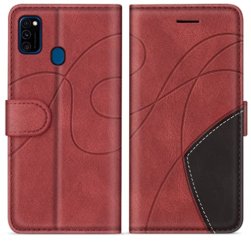 KKEIKO Hülle für Galaxy M21 / Galaxy M30S, PU Leder Schutzhülle für Samsung Galaxy M21 / Galaxy M30S, Kratzfestes Brieftasche Handyhülle mit Kartenfächern, Rot