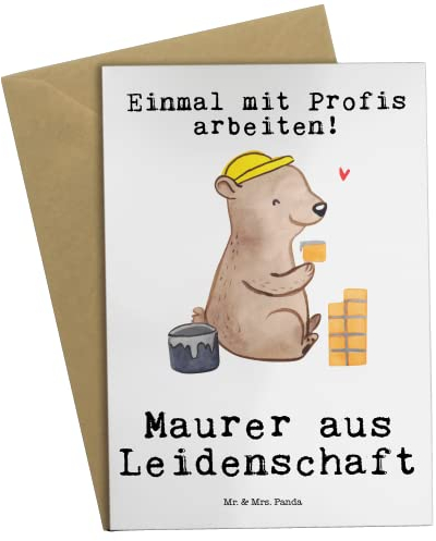 Mr. & Mrs. Panda Grußkarte Maurer Leidenschaft - Geschenk, Geburtstagskarte, Beruf, Maurerbetrieb, Hochzeitskarte, Jubiläum, Handwerker,