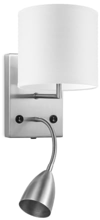 Home Sweet Home Moderne Wandleuchte Bling Read | 16/16/25cm | weiß | Wandleuchte mit Leselampe und Lampenschirm | geeignet für E27 LED-Lampe | geeignet für Wohnzimmer, Schlafzimmer