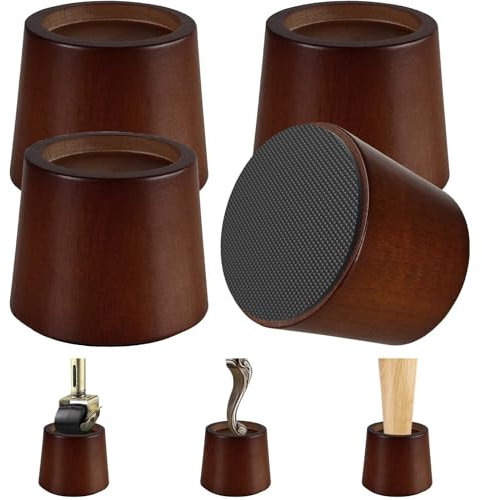 KOIKEY Wooden Furniture Bed Risers - 3 Inch Circle Heavy Duty Furniture Height Extenders Lifts for Sofa Couch Desk Chair Table Base Raising Space, Convenient Store and Cleaning, Pack of 4