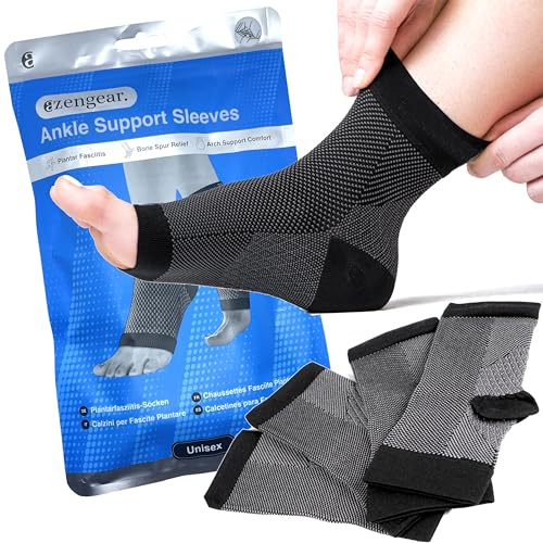 aZengear Knöchelbandage (2 Paar) für Männer und Frauen – Plantarfasziitis-Socken, schnelle Fußschmerzlinderung, Fußgewölbe-Fersenstütze für Achillessehne (L-XL)