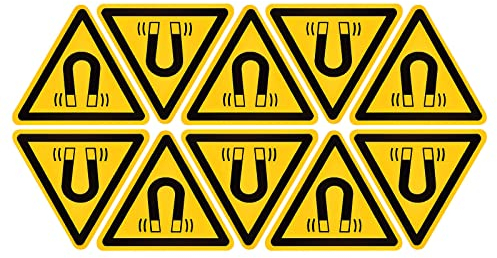 PATIKIL Dreieck Warnung Magnetfeld Warnschild selbstklebend gelb mit schwarzen Worten 20 mm/0,78 Zoll für Maschinen-, Werkzeug- und Geräteoberflächen 10 Stück