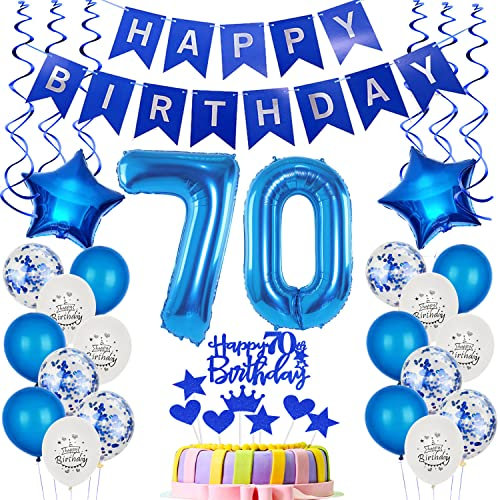 Folienballon 70. Geburtstag Dekoration Blau Tortendeko Geburtstag 70 Jahre Mann Luftballons 70 Mann Tortendeko 70. Männer ,Geburtstagsdeko 70 Jahre Happy Birthday 70 deko