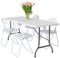 NOVECRAFTO Set of White 6 ft (180cm long) Folding Trestle Table and 4 Foldable Chairs - Lightweight and Portable - Ideal For Life Situations When Extra Seating is Required