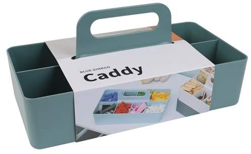 BLUE GINKGO Stackable Organizer Caddy – Korean-Made Portable Tote for Bathroom, Office, Crafts, or School Supplies (Long Rectangle, Green)