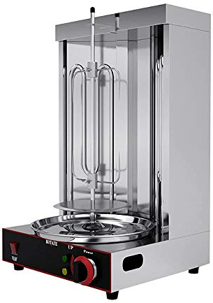Máquina eléctrica Shawarma Doner Kebab Gyro Grill Asador Vertical con Interruptor de Ajuste de Temperatura 50-300 ℃ para Cocina doméstica Comercial