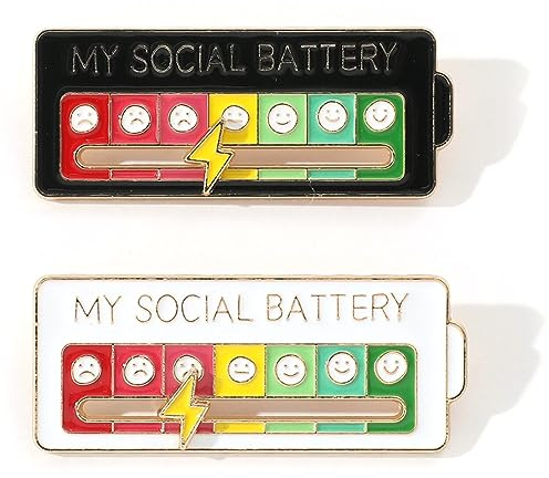 DDKY social battery pin,my social battery pin,pins,emotionale brosche,2 Stück, kreativ und interessant, geeignet zum Dekorieren von Rucksäcken, Kleidung und zum Ausdruck persönlicher Emotionen