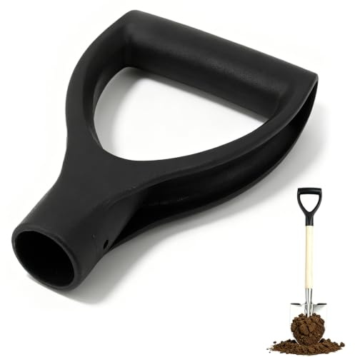 Tissting Ersatz Griff Schneeschaufel, 32mm ID D Kunststoff Spaten Schaufel Griff Handschutz für Graben, Rechenwerkzeug Schwarz